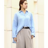 ライトブルー(50) | 【大きいサイズ】フィブリルサテンドロップショルダーシャツ | eur3