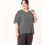 ブラック(94) | 【大きいサイズ/11号サイズあり】Vネックフレアスリーブブラウス | eur3