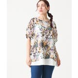 パープル(63) | 【大きいサイズ】リゾートプリントブラウス＋タンクトップセット | eur3