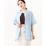 ライトブルー(50) | 【大きいサイズ】ドビーストライプチュニックブラウス | eur3