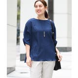 ネイビー(57) | 【大きいサイズ】エンボスドットブラウス | eur3