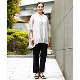 【大きいサイズ】バンドカラーシアーブラウス | eur3 | 詳細画像21