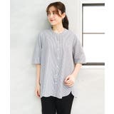 ブラック | 【大きいサイズ】サッカーストライプブラウス | eur3