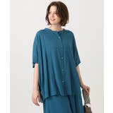 ブルー | 【大きいサイズ】シャーリングシア―ブラウス | eur3