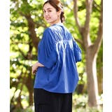 ブルー(55) | 【大きいサイズ】キャンブリックバック刺繍ブラウス | eur3