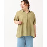 カーキ(36) | 【大きいサイズ】ドロップスリーブシアーブラウス | eur3