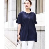 ネイビー(57) | 【大きいサイズ】バックタックブラウス | eur3