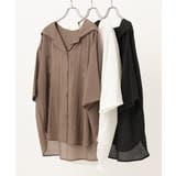 【大きいサイズ】シアーフーディー半袖ブラウス | eur3 | 詳細画像15 