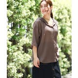 モカ(84) | 【大きいサイズ】シアーフーディー半袖ブラウス | eur3