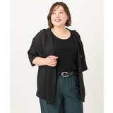 ブラック(94) | 【大きいサイズ】シアーフーディー半袖ブラウス | eur3