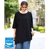 ブラック（WEB限定カラー） | 【WEB先行販売】【大きいサイズ/接触冷感】ドビーストライプイレヘムブラウス | eur3