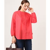 レッド(05) | 【大きいサイズ】コットンフリルブラウス | eur3