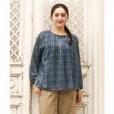 【大きいサイズ】カットジャカードチェック柄ブラウス | eur3 | 詳細画像8 