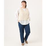 【大きいサイズ】フェザーベスト＋ブラウスセット | eur3 | 詳細画像7 