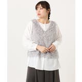 ライトグレー(91) | 【大きいサイズ】フェザーベスト＋ブラウスセット | eur3