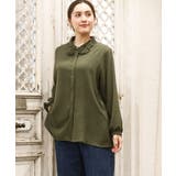 カーキ(36) | 【大きいサイズ】ポーラレース襟ブラウス | eur3