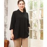 ブラック(94) | 【大きいサイズ】ポーラレース襟ブラウス | eur3