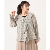 【大きいサイズ】ラッフルネック小花プリントブラウス | eur3 | 詳細画像4 