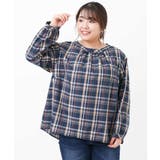 ネイビー(57) | 【大きいサイズ】バックボタンブラウス | eur3 OUTLET