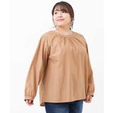 ベージュ(83) | 【大きいサイズ】バックボタンブラウス | eur3 OUTLET