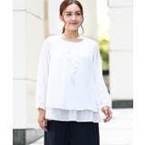 ホワイト(90) | 【大きいサイズ/11号サイズあり】2WAYラッフルブラウス | eur3