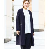 ネイビー(57) | 【大きいサイズ】カットジョーゼットロングアウター | eur3