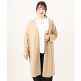 グレージュ(89) | 【大きいサイズ】カットジョーゼットロングアウター | eur3