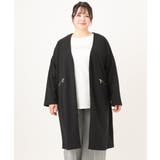 ブラック(94) | 【大きいサイズ】カットジョーゼットロングアウター | eur3