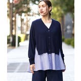 【大きいサイズ】異素材コンビカーディガン | eur3 | 詳細画像1 