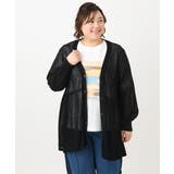 ブラック(94) | 【大きいサイズ】シアーペプラムカーディガン | eur3