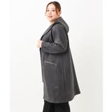 ダークグレー(93) | 【大きいサイズ】スウェードポンチフーディーロングアウター | eur3