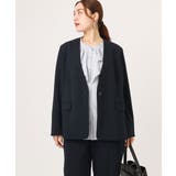 【大きいサイズ/11号サイズあり】カットジョーゼットノーカラージャケット | eur3 | 詳細画像1