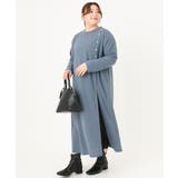 ブルー(55) | 【大きいサイズ】カットプリーツワンピース | eur3