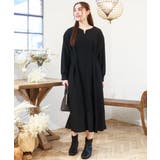 ブラック(94) | 【大きいサイズ/LAVEANGE×eur3】タックジャージーワンピース | eur3
