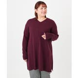 ワイン(77) | 【大きいサイズ】Vネックニットチュニック | eur3