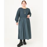 【大きいサイズ】シャーリングコンビワンピース | eur3 | 詳細画像5