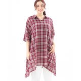 ワイン(77) | 【大きいサイズ】コットンイレヘムシャツチュニック | eur3