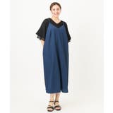 ネイビー(57) | 【大きいサイズ】エンボスドットワンピース | eur3