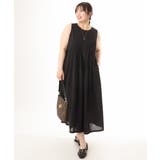 ブラック | 【大きいサイズ】インド綿ノースリーブタックワンピース | eur3