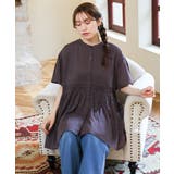 ダークグレー | 【大きいサイズ】インド綿ギャザーチュニック | eur3