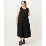 ブラック(94) | 【大きいサイズ】バイカラーノースリーブワンピース | eur3