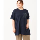 ネイビー(57) | 【大きいサイズ】胸ポケット付きTシャツチュニック | eur3