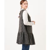 ダークグレー(93) | 【大きいサイズ】フロッキードットペプラムチュニック | eur3