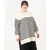 【大きいサイズ】パネルボーダーサイドスリットニット | eur3 | 詳細画像11 