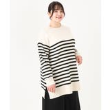 【大きいサイズ】パネルボーダーサイドスリットニット | eur3 | 詳細画像12 