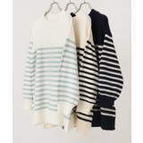 【大きいサイズ】パネルボーダーサイドスリットニット | eur3 | 詳細画像21 