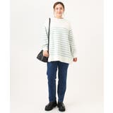 【大きいサイズ】パネルボーダーサイドスリットニット | eur3 | 詳細画像3 