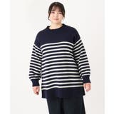 【大きいサイズ】パネルボーダーサイドスリットニット | eur3 | 詳細画像5 