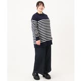 【大きいサイズ】パネルボーダーサイドスリットニット | eur3 | 詳細画像7 