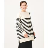 【大きいサイズ】パネルボーダーサイドスリットニット | eur3 | 詳細画像8 